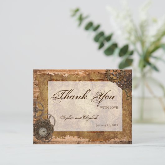 Vintages Kartenholz aus industriellem Steampunk Postkarte (Stehend Vorderseite)