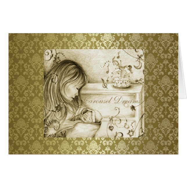 Vintages Karussell Dreams Gold Damask (Vorderseite (Horizontal))