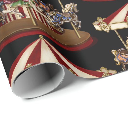 Vintages Karussell Geschenkpapier (Rolleneckpunkt)
