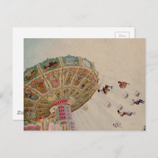 Vintages Karussell in Paris Postkarte (Vorne/Hinten)