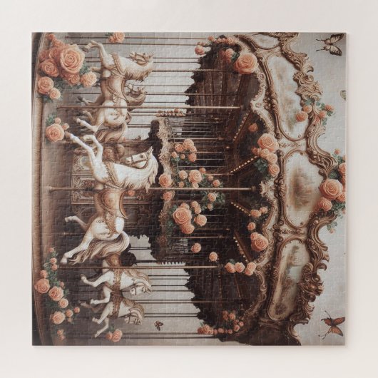 Vintages Karussell mit Rose Puzzle (Horizontal)