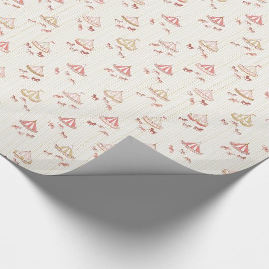 Vintages Karussellpapier mit rosa Umrandungspapier Geschenkpapier (Ecke)