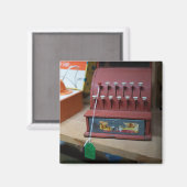 Vintages Kassenregister Magnet (Vorderseite/Rückseite)