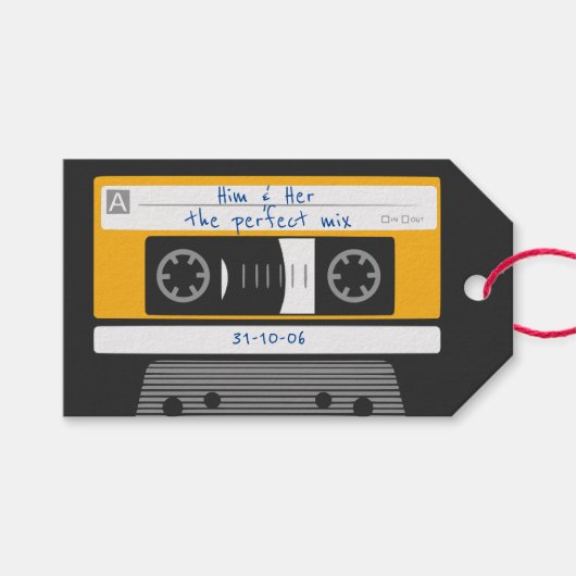 Vintages Kassettenband aus den 80er Jahren Geschenkanhänger (Vorderseite (Horizontal))