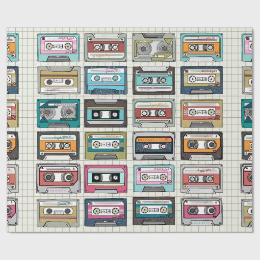Vintages Kassettendesign Geschenkpapier (Flach)