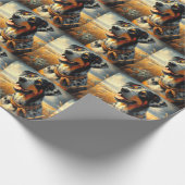 Vintages Katahoula Leopard Hundepainting Geschenkpapier (Ecke)