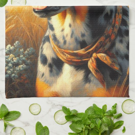 Vintages Katahoula Leopard Hundepainting Geschirrtuch (Gefaltet)