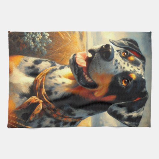 Vintages Katahoula Leopard Hundepainting Geschirrtuch (Horizontal)