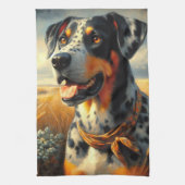 Vintages Katahoula Leopard Hundepainting Geschirrtuch (Vertikal)