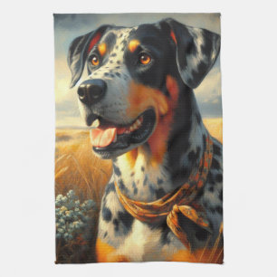 Vintages Katahoula Leopard Hundepainting Geschirrtuch