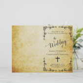 Vintages katholisches Hochzeitsprogramm für Pergam (Stehend Vorderseite)