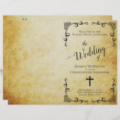 Vintages katholisches Hochzeitsprogramm für Pergam (Vorne/Hinten)