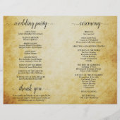 Vintages katholisches Hochzeitsprogramm für Pergam (Rückseite)