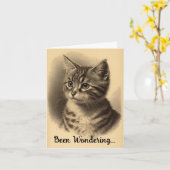 Vintages Kätzchen Behalten in Touch Grußkarte Karte (Gelbe Blume)