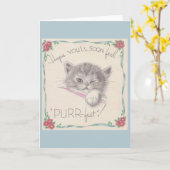 Vintages Kätzchen erhalten wohle Karte (Gelbe Blume)