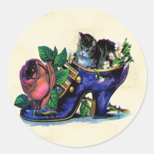 Vintages Kätzchen in Lady's Shoe Sticker