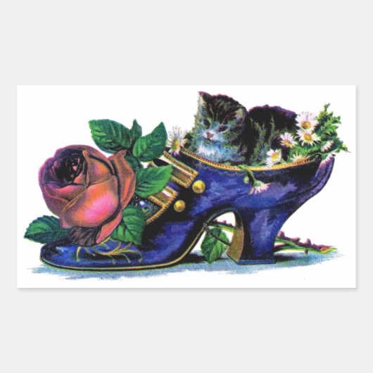 Vintages Kätzchen in Lady's Shoe Sticker (Vorderseite)