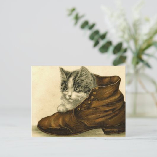 Vintages Kätzchen Postkarte (Stehend Vorderseite)