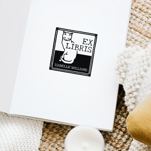 Vintages Katzen-benutzerdefiniertes Buch Ex Libris Gummistempel