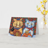 Vintages Katzen-Mädchen danken Ihnen zu kardieren Karte (Gelbe Blume)