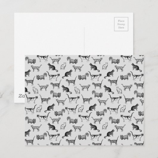 Vintages Katzen Muster Postkarte (Vorne/Hinten)