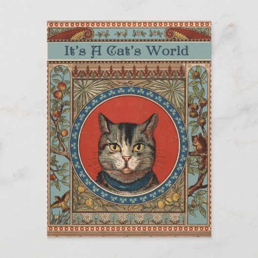 Vintages Katzenleben für Kitty Cat Classic Postkarte (Vorderseite)