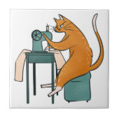 Vintages Katzennähen Fliese (Vorderseite)