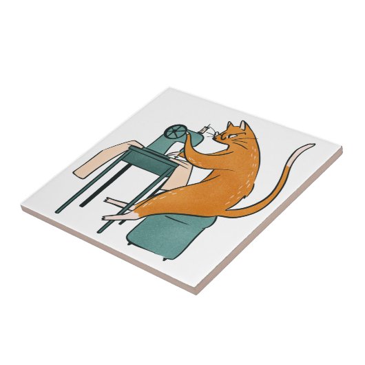 Vintages Katzennähen Fliese (Seite)