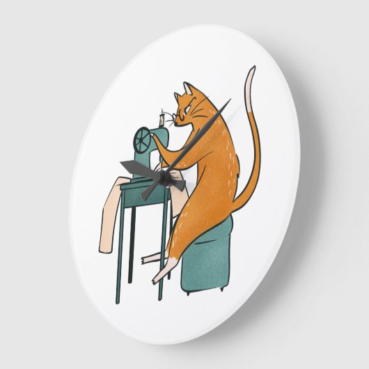 Vintages Katzennähen Große Wanduhr (Winkel)