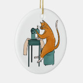 Vintages Katzennähen Keramik Ornament (Rechts)