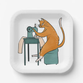 Vintages Katzennähen Pappteller