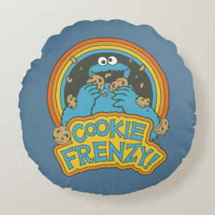 Vintages Keksmonster   Cookie Frenzy Rundes Kissen