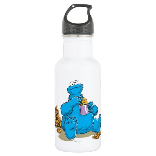 Vintages Keksmonster isst Cookies Edelstahlflasche (Vorderseite)