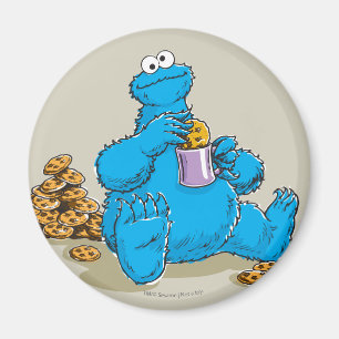 Vintages Keksmonster isst Cookies Magnet