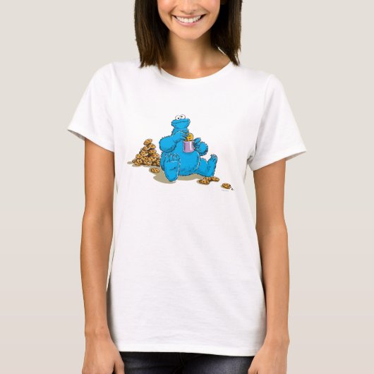 Vintages Keksmonster isst Cookies T-Shirt (Vorderseite)
