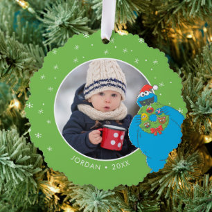 Vintages Keksmonster   Name und Foto Ornament Karte