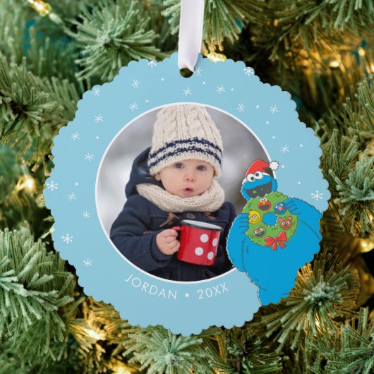 Vintages Keksmonster | Name und Foto Ornament Karte (Insitu (Baum))