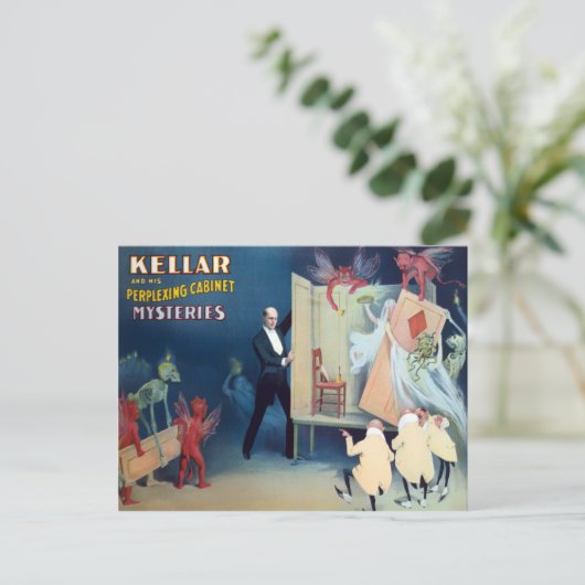 Vintages Kellar Magic Poster Postkarte (Stehend Vorderseite)