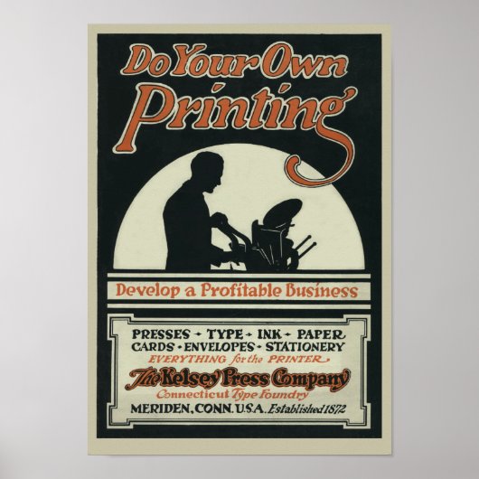 Vintages Kelsey-Poster "Do your own printing" Poster (Vorne)
