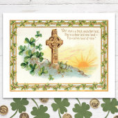 Vintages Keltisches Kreuz und Kleeblätter Postkarte