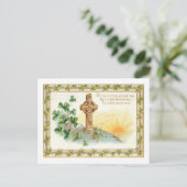 Vintages Keltisches Kreuz und Kleeblätter Postkarte (Stehend Vorderseite)