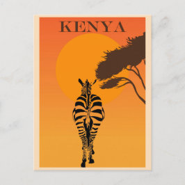 Vintages Kenia Afrika Zebra Travel Postkarte