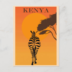 Vintages Kenia Afrika Zebra Travel Postkarte