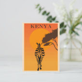 Vintages Kenia Afrika Zebra Travel Postkarte (Stehend Vorderseite)