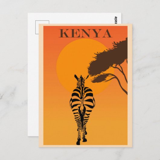 Vintages Kenia Afrika Zebra Travel Postkarte (Vorne/Hinten)
