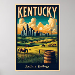 Vintages Kentucky Südliches Erbe Landschaft Poster