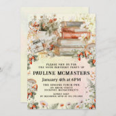 Vintages Kernbuch Lover 90. Geburtstag Einladung (Vorne/Hinten)