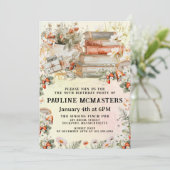 Vintages Kernbuch über 40. Geburtstag Einladung (Stehend Vorderseite)