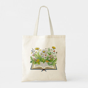 Vintages Kerndesign mit Wildblumen Tragetasche