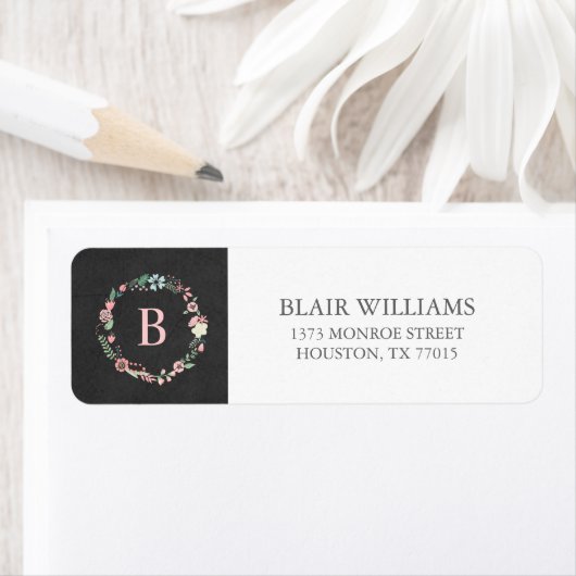 Vintages Khalkboard Monogramm Blumenkraut (Insitu)